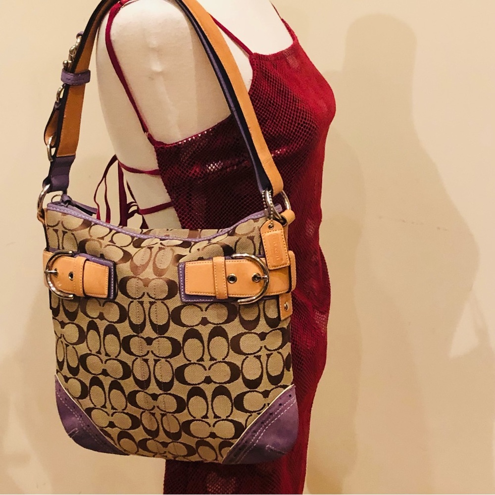 Vintage Coach 1487 Signature Canvas/Suede Shoulder Bag - Picture 2 of 16